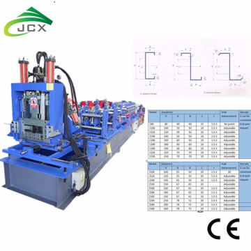 Purlin de cadre en acier de changement rapide CZ formant la machine